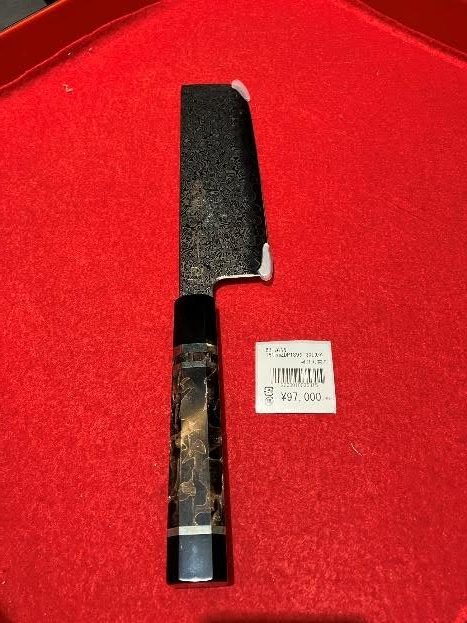 Nakiri 180mm, ZDP189, Damascus steel with gold leaf