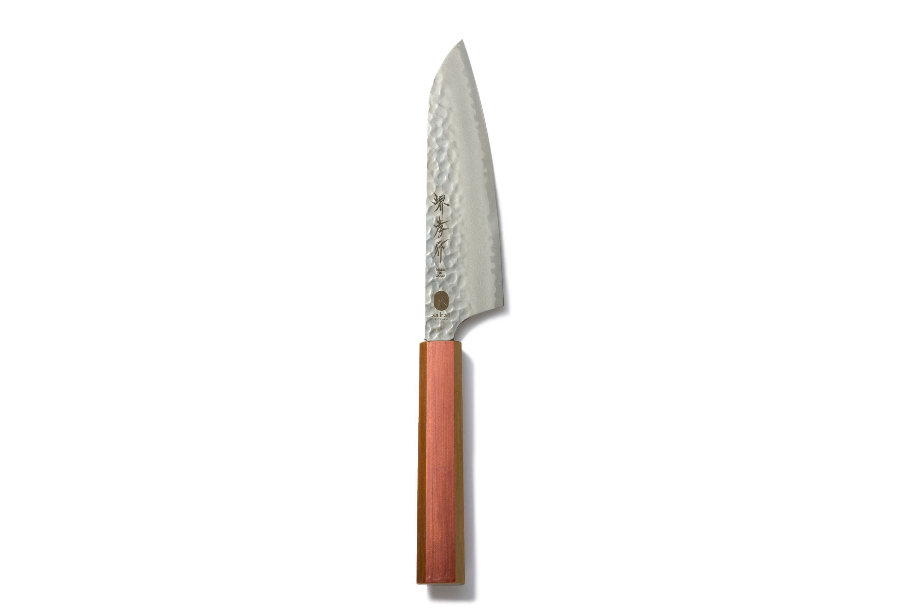 sakai kitchen〈堺キッチン〉【青木刃物製作所】39　33層槌目ダマスカス　和三徳「紅奈」